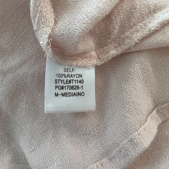 Off the shoulder Cream Blouse W/ Embroidered Flowers Hem & Mesh - Picture 7 of 7